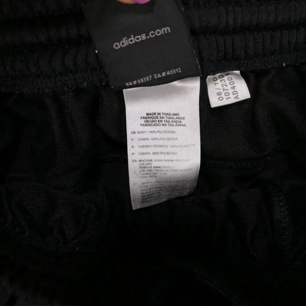 Adidas Track Pants Black/White 3 Stripe Hip Hop y2k Baggy Skate Size S (30x29)